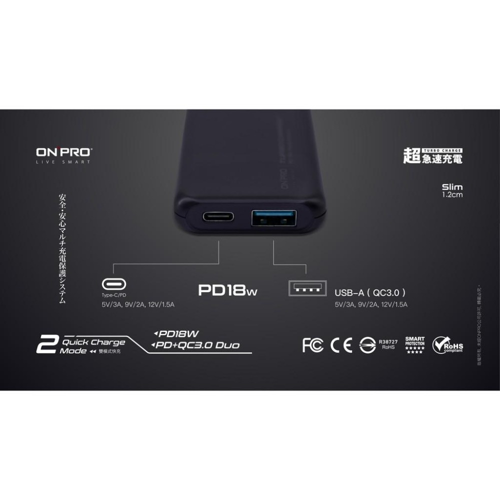 ONPRO 雙孔快充超薄旅充充電器 UC-PD18W PD 18w 旅充充電器 快充頭 快充 USB3.0+Type-C-細節圖5