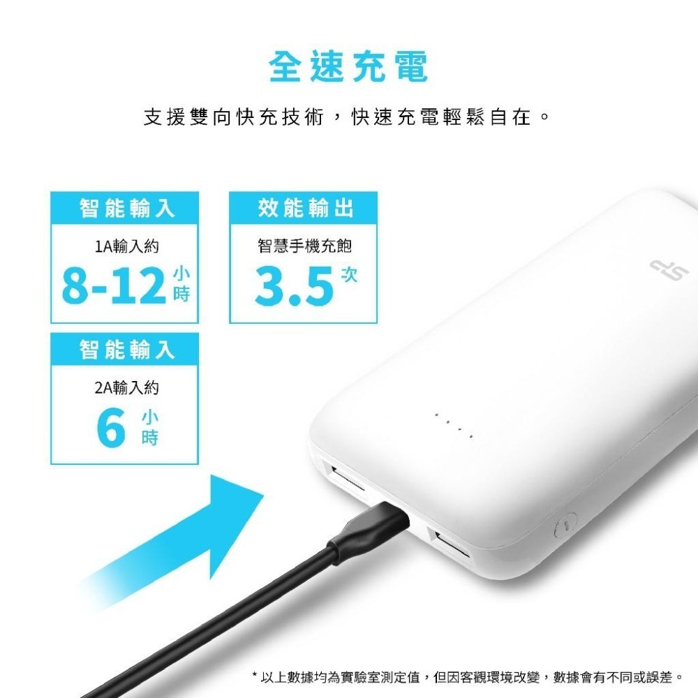 廣穎SP C100 10000mAh Silicon Power 行動電源 BMSI認證 口袋型 雙埠 USB 隨身電源-細節圖5