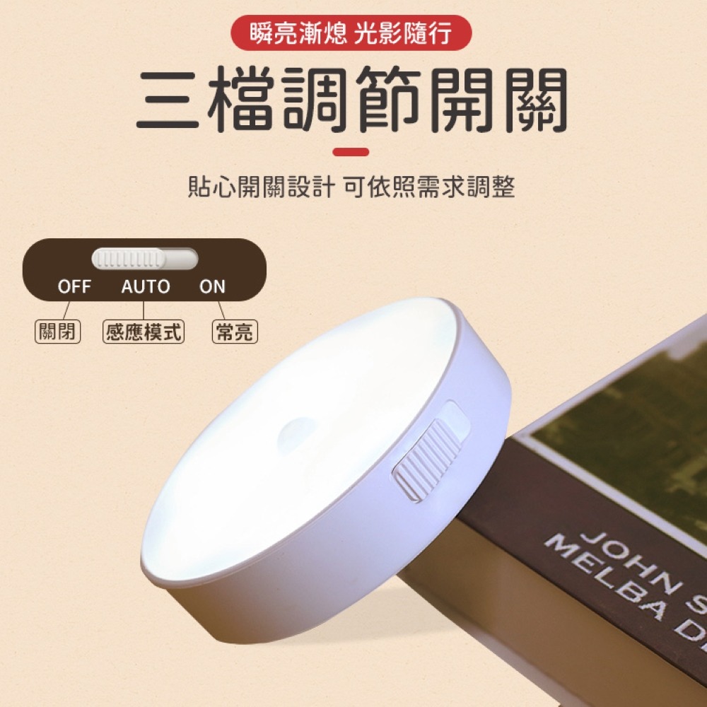 人體感應燈 磁吸感應燈 圓形磁吸感應燈 LED磁吸燈 小夜燈 床頭燈 照明燈 感應燈 充電小夜燈 磁吸燈 圓形感應燈-細節圖3