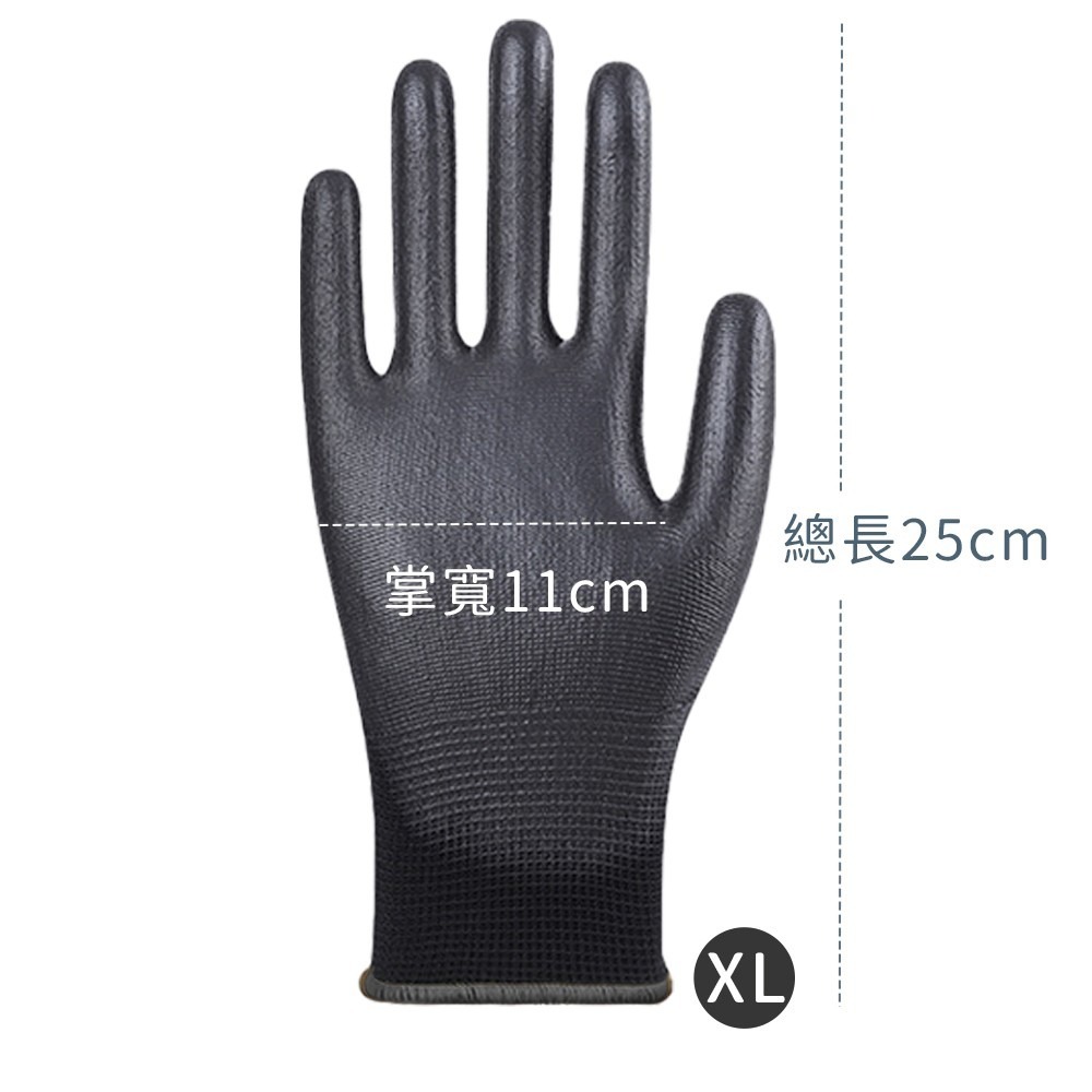 PU防滑工作手套 PU塗層手套 止滑手套 耐磨手套 工作手套 黑色手套 工地手套 防滑手套 搬運手套 手套 沾膠手套-規格圖7