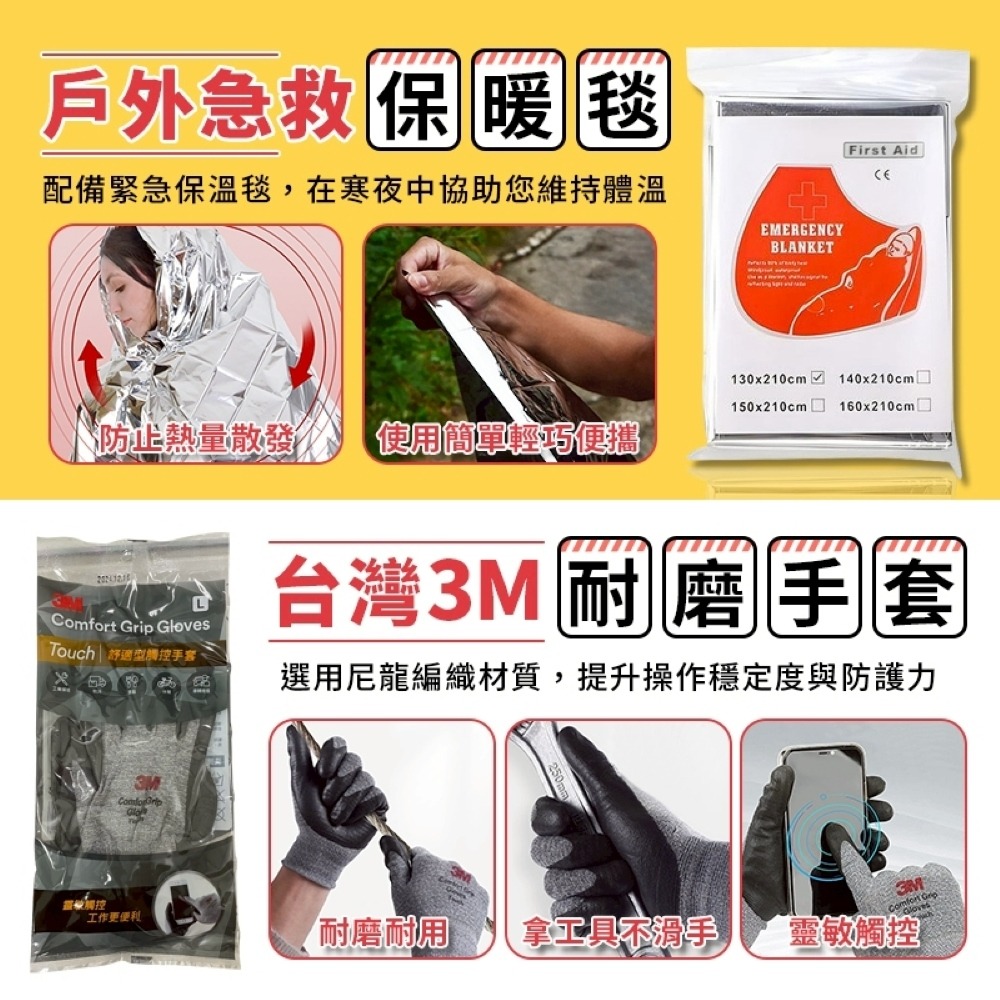 救難包 34合1 台灣緊急救難包 避難包 全台配件最齊全 地震包 救援包 急救包 防災包 醫藥包 求生包 緊急避難包-細節圖9