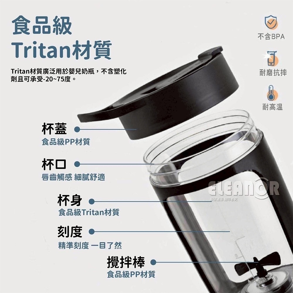 【獨家攪拌棒】EQURA 電動攪拌杯 效率攪拌杯 自動攪拌杯 高蛋白攪拌杯 奶昔攪拌杯 蛋白飲攪拌杯 健身杯 攪拌杯-細節圖3