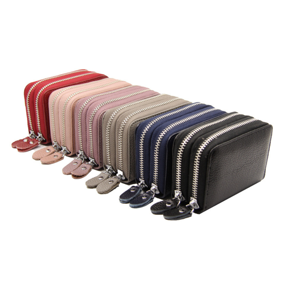 【禎一】真皮零錢包 雙拉鏈 卡包 皮夾 錢包 風琴卡片包 女生包包 ZNS001-細節圖7