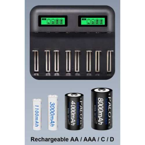 八槽多功能智能液晶電池充電器 可充AA八節D/C型3號4號充電電池充電器