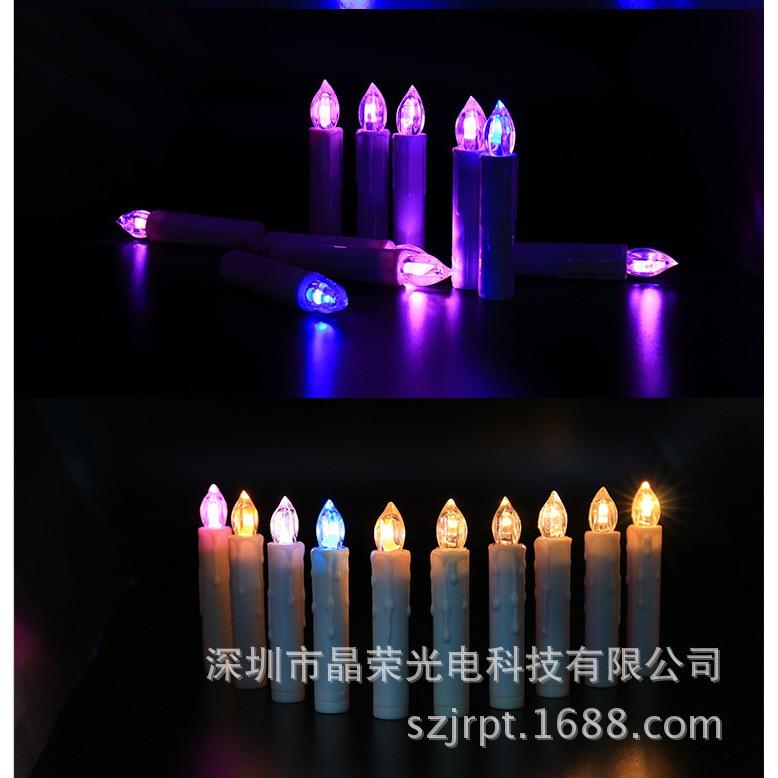 RGB12彩色LED蠟燭10枝+搖控器電子蠟燭燈長燭燈家具婚慶裝飾小夜燈燭台-細節圖6
