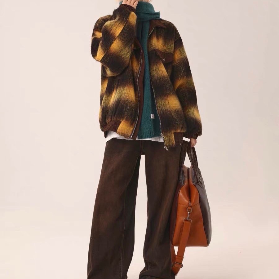 ❆ TC1113ㅣ黃色翻領雙拉鍊外套ㅣ-細節圖5