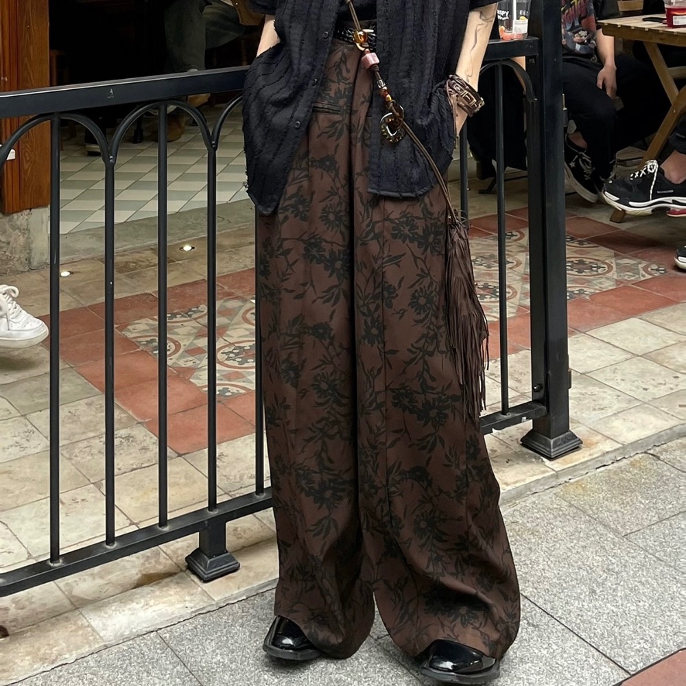 ▫TP1120復古日系水墨花西裝褲-細節圖4