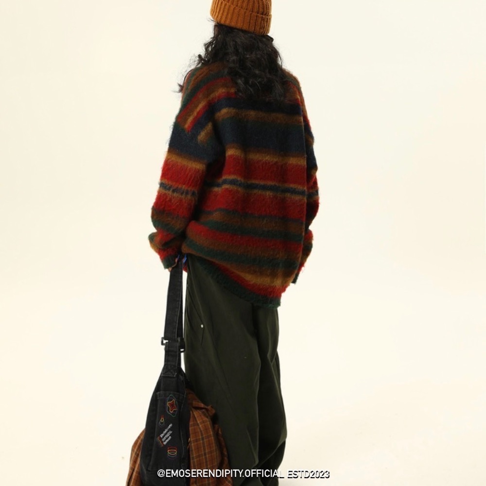 ▫ TBL1215美式復古聖誕款撞色條紋毛衣-細節圖4