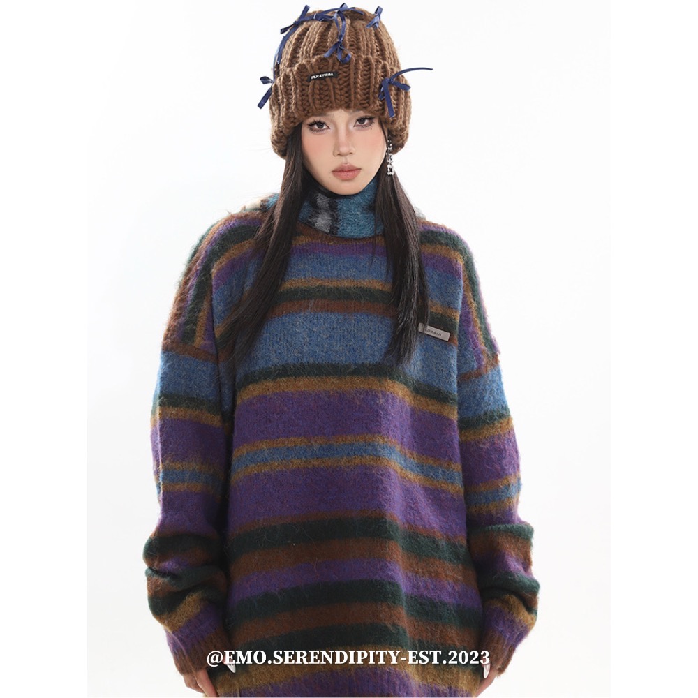 ▫ TBL1215美式復古聖誕款撞色條紋毛衣-細節圖9