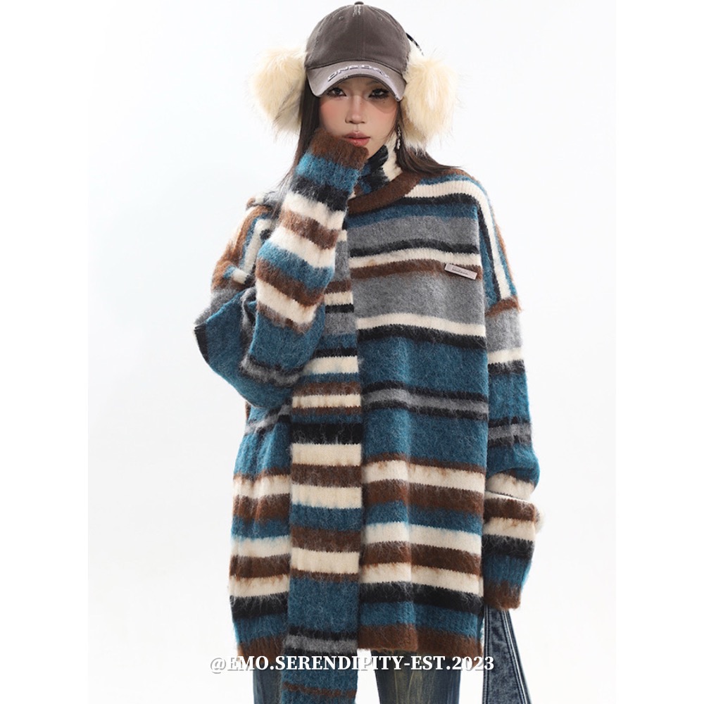 ▫ TBL1215美式復古聖誕款撞色條紋毛衣-細節圖11