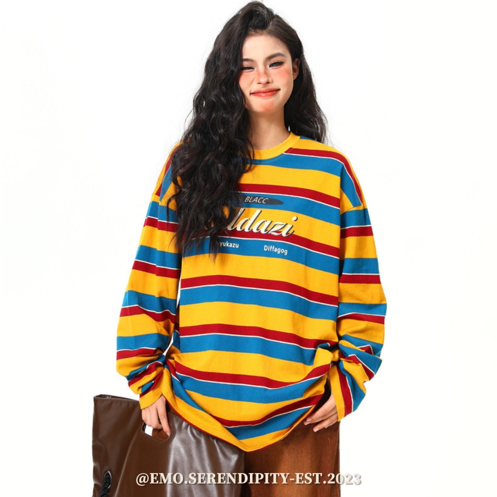 ☺︎ EMOTP4704 | 美式高街彩虹條紋衛衣-細節圖3