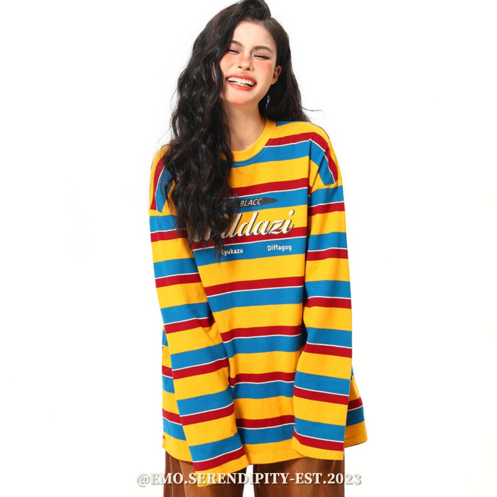 ☺︎ EMOTP4704 | 美式高街彩虹條紋衛衣-細節圖4