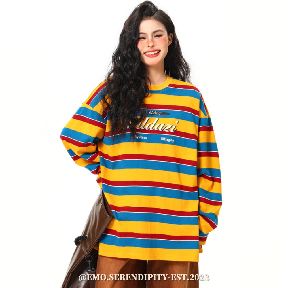 ☺︎ EMOTP4704 | 美式高街彩虹條紋衛衣-細節圖5