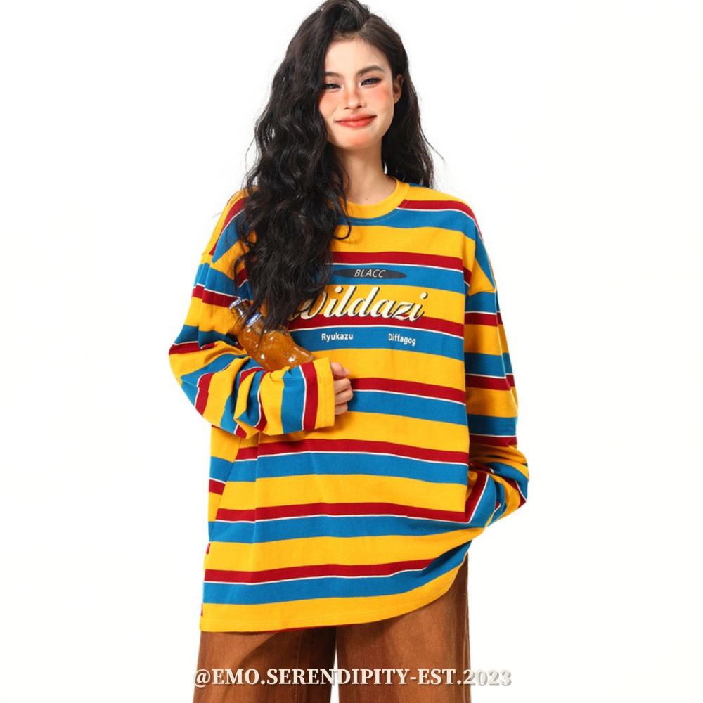 ☺︎ EMOTP4704 | 美式高街彩虹條紋衛衣-細節圖6