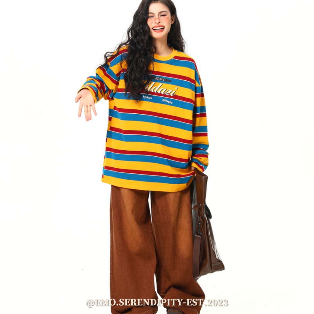 ☺︎ EMOTP4704 | 美式高街彩虹條紋衛衣-細節圖9