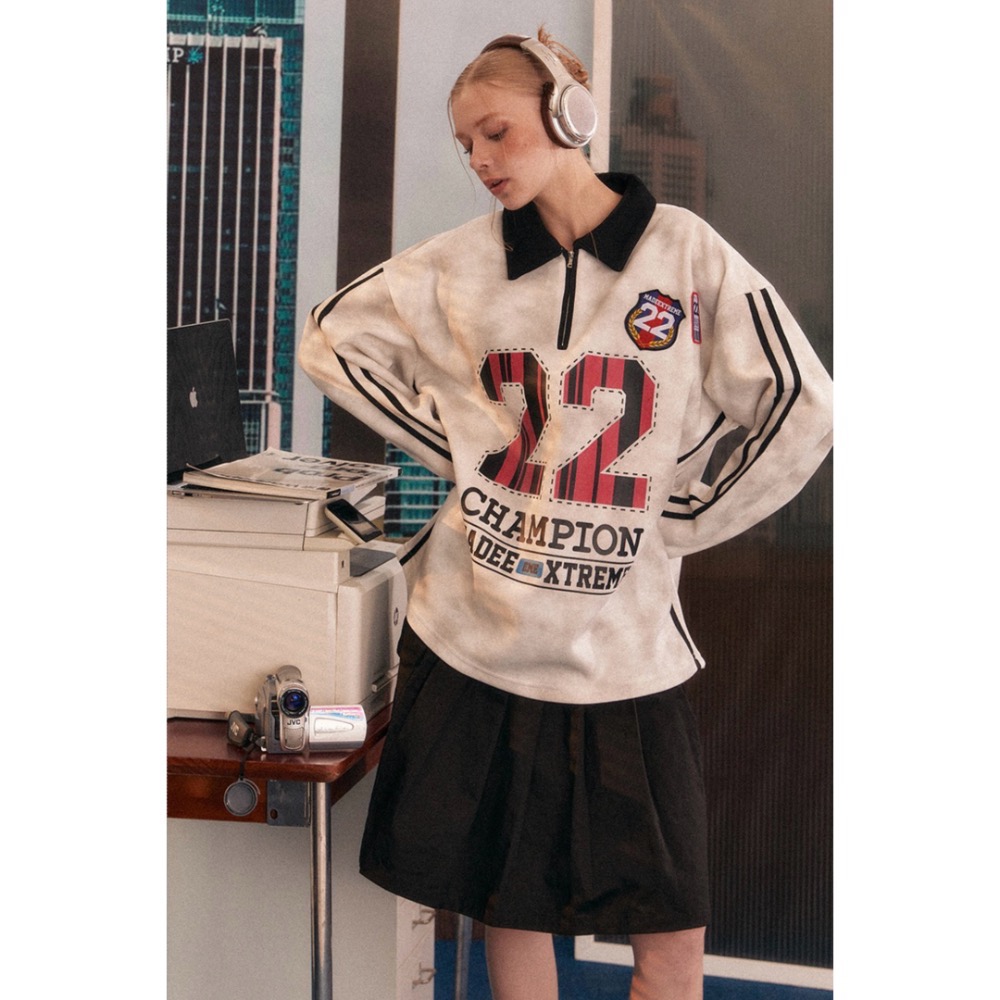 ☺︎ EMOTP41001 ㅣ美式復古做舊球衣衛衣-規格圖10