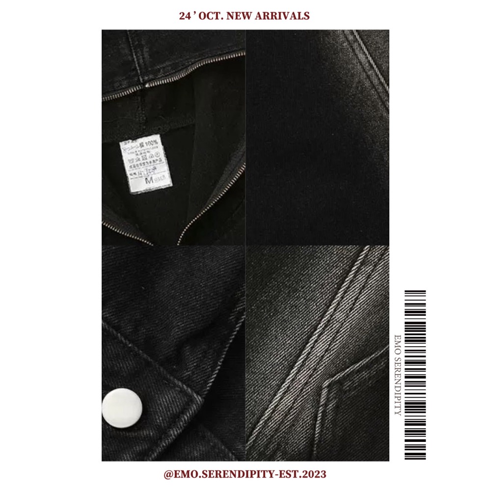 ☺︎ EMO41005-1ㅣ美式水洗做舊牛仔帽T-細節圖7