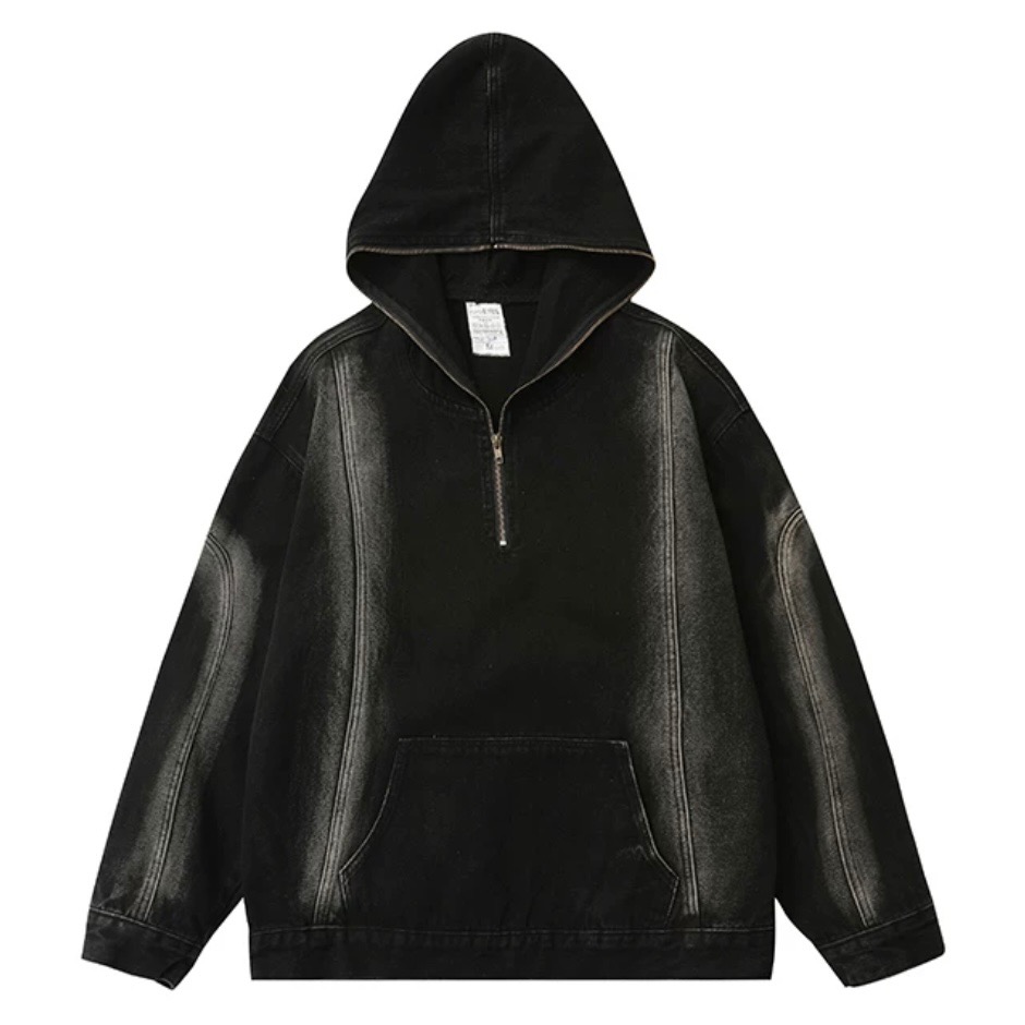 ☺︎ EMO41005-1ㅣ美式水洗做舊牛仔帽T-規格圖7