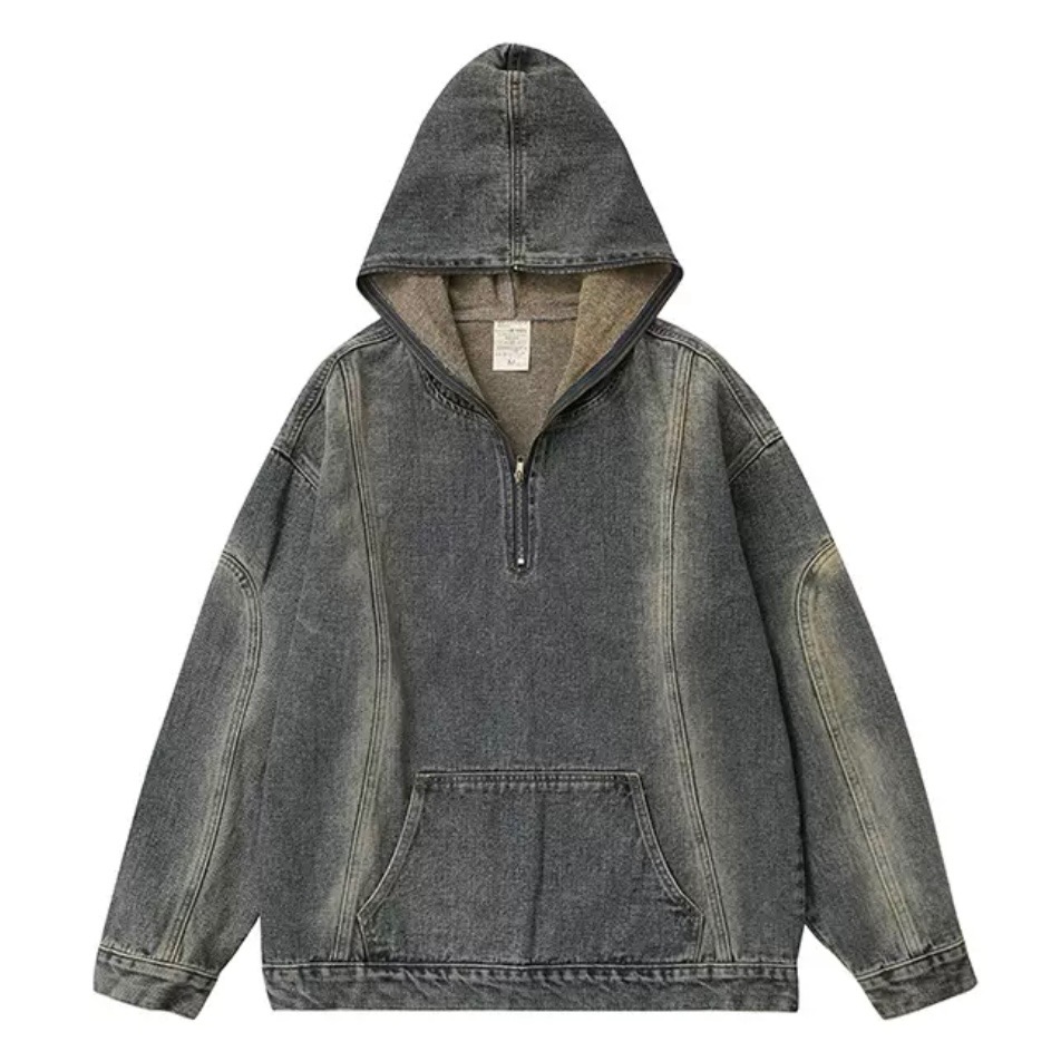 ☺︎ EMO41005-1ㅣ美式水洗做舊牛仔帽T-規格圖7