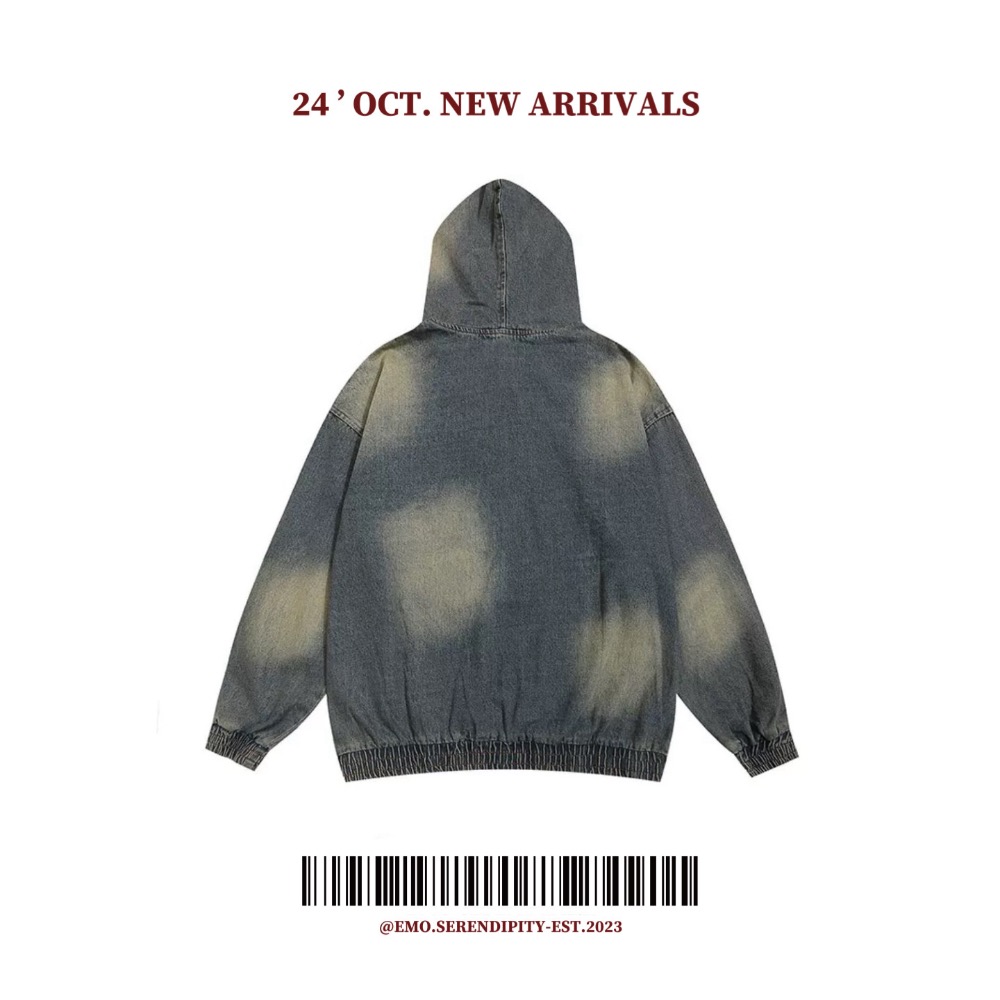 ☺︎ EMO41005-2ㅣ美式復古重磅水洗牛仔帽T-細節圖6