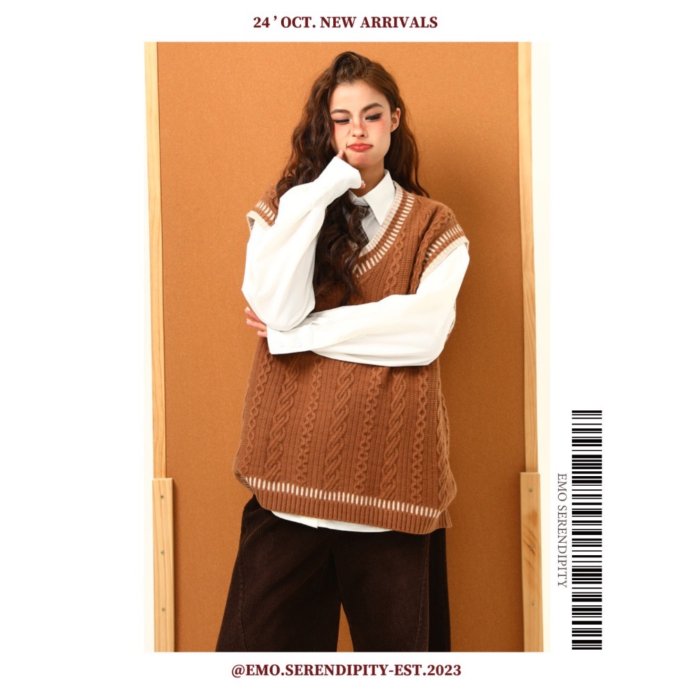 ☺︎ EMO41022-10ㅣ復古麻花針織馬甲背心-規格圖2