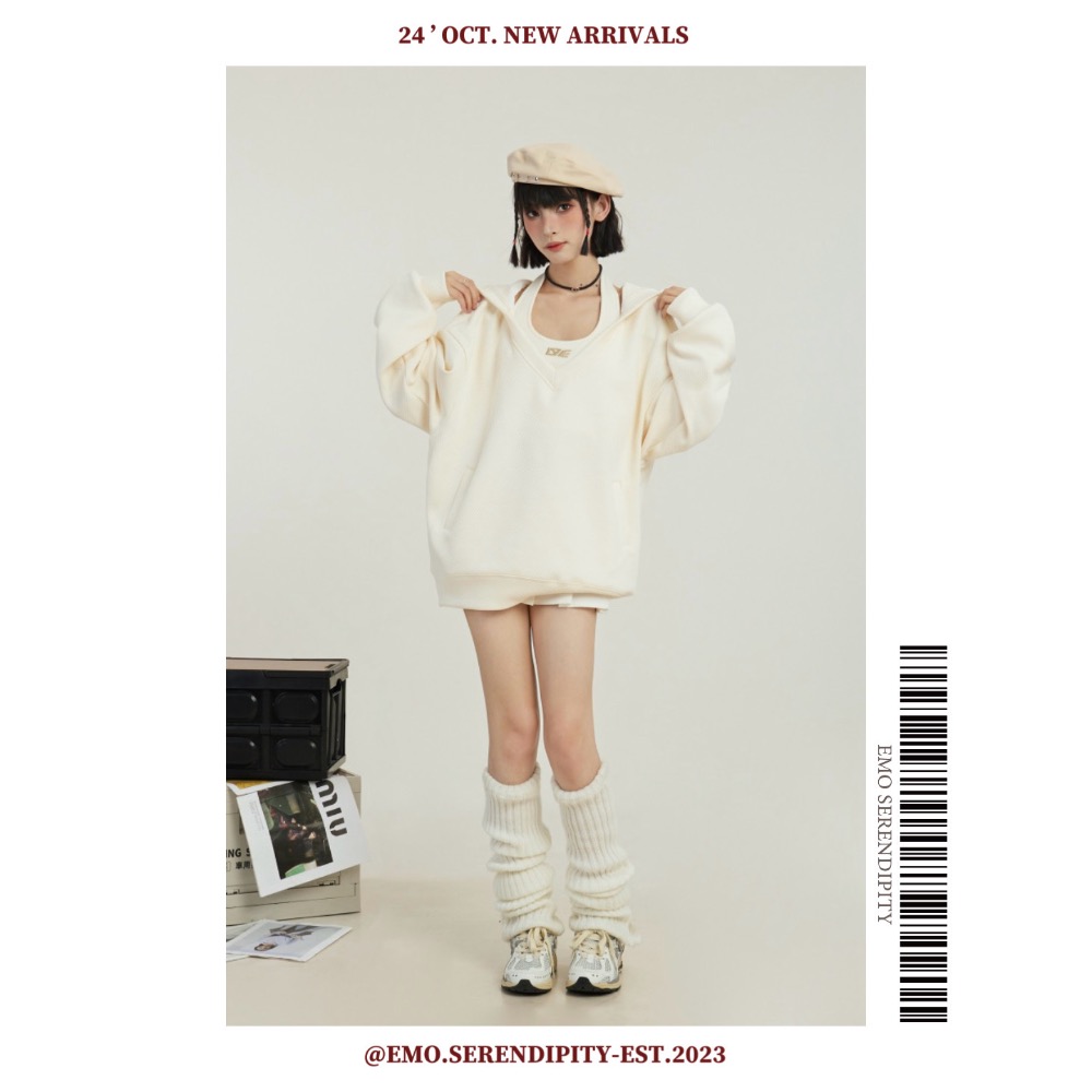 ☺︎ EMO41031-6ㅣ美式連帽套頭掛脖衛衣-規格圖9