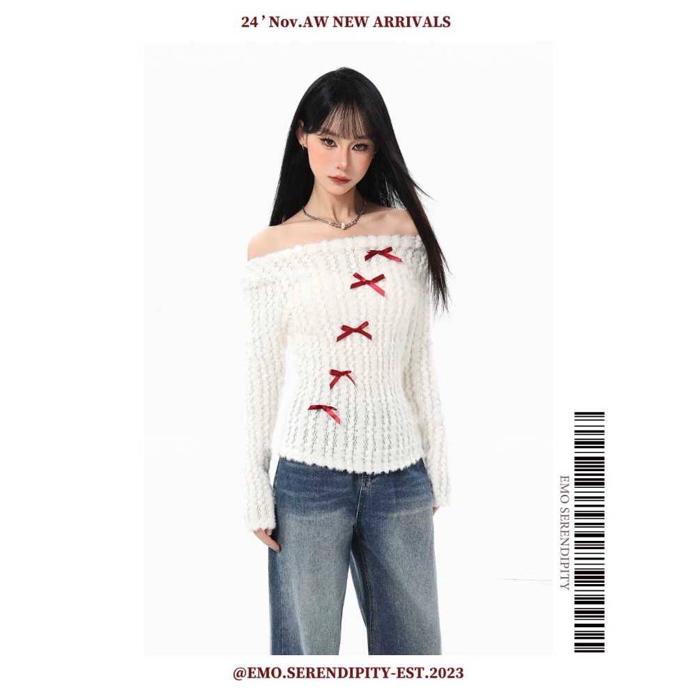 ☺︎ EMO41102-10ㅣ秋冬女裝一字領斜肩衛衣-規格圖1