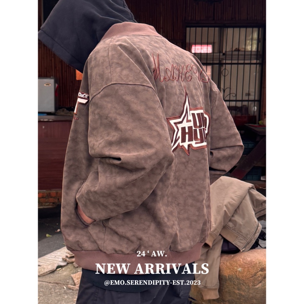 ☺︎ EMO41121ㅣ美式復古高街做舊PU皮機車夾克外套-規格圖6