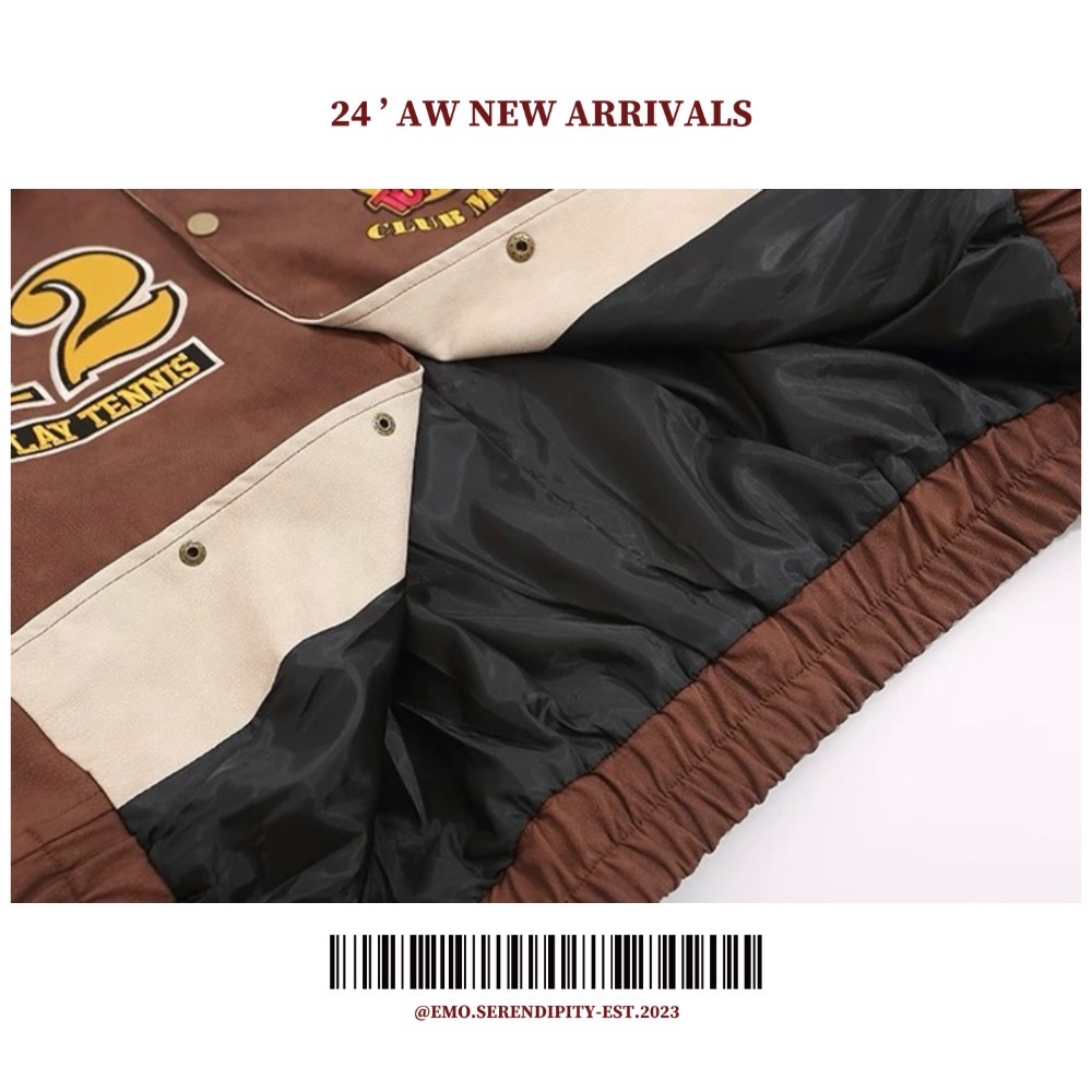 ☺︎ EMO41126ㅣ美式復古湯姆傑利刺繡PU皮夾克-細節圖9