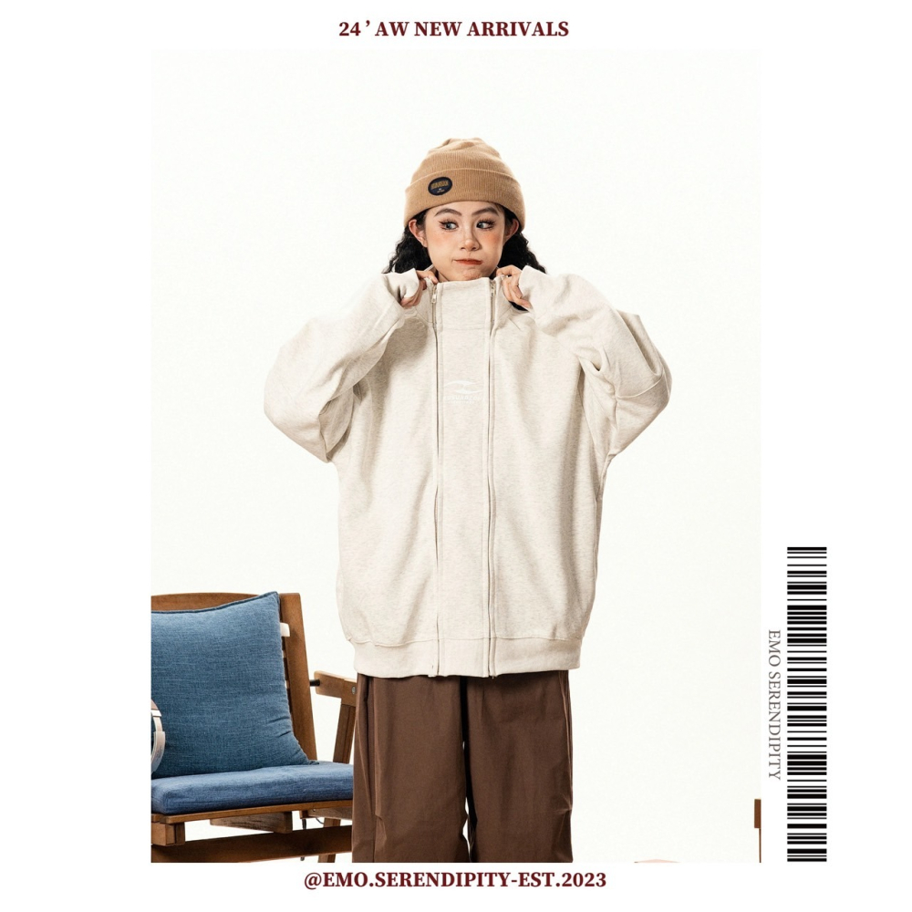 ☺︎ EMO41202-17ㅣ美式復古雙拉鏈設計衛衣-細節圖2