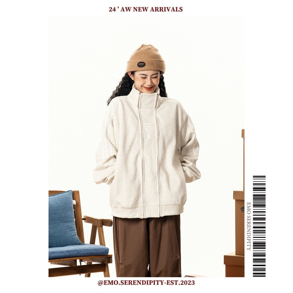 ☺︎ EMO41202-17ㅣ美式復古雙拉鏈設計衛衣-細節圖3