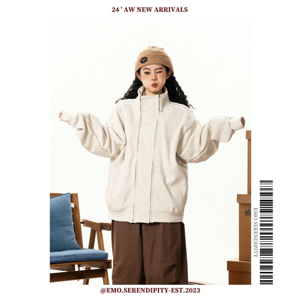 ☺︎ EMO41202-17ㅣ美式復古雙拉鏈設計衛衣-細節圖4