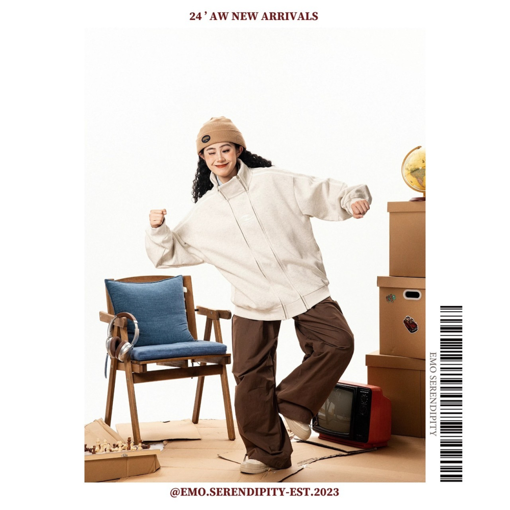 ☺︎ EMO41202-17ㅣ美式復古雙拉鏈設計衛衣-細節圖5