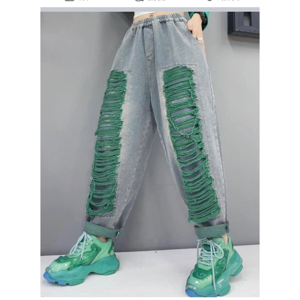 腰身鬆緊帶舒服街頭運動設計理念風格長方形 鬍鬚牛仔褲潮流畤尚設計理念百搭有型設計-細節圖6