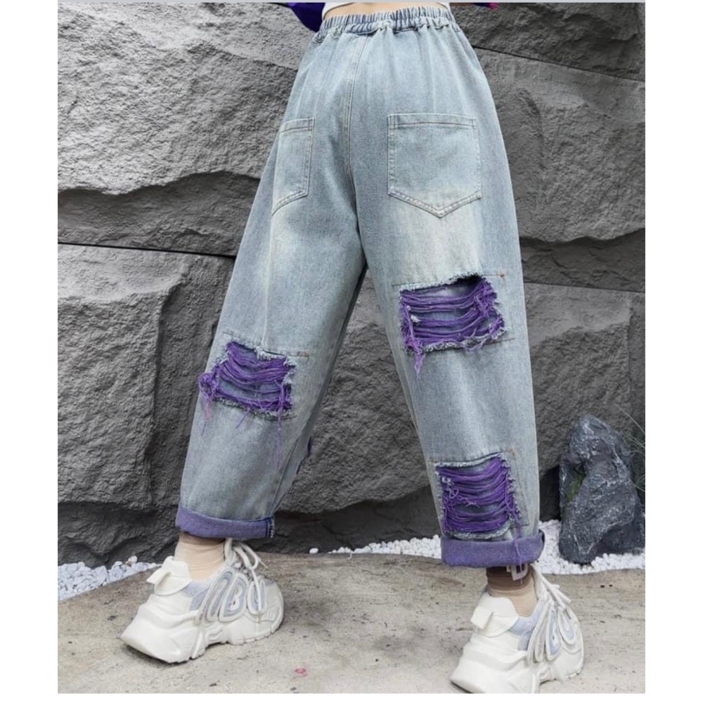 腰身鬆緊帶舒服街頭運動設計理念風格長方形 鬍鬚牛仔褲潮流畤尚設計理念百搭有型設計-細節圖7