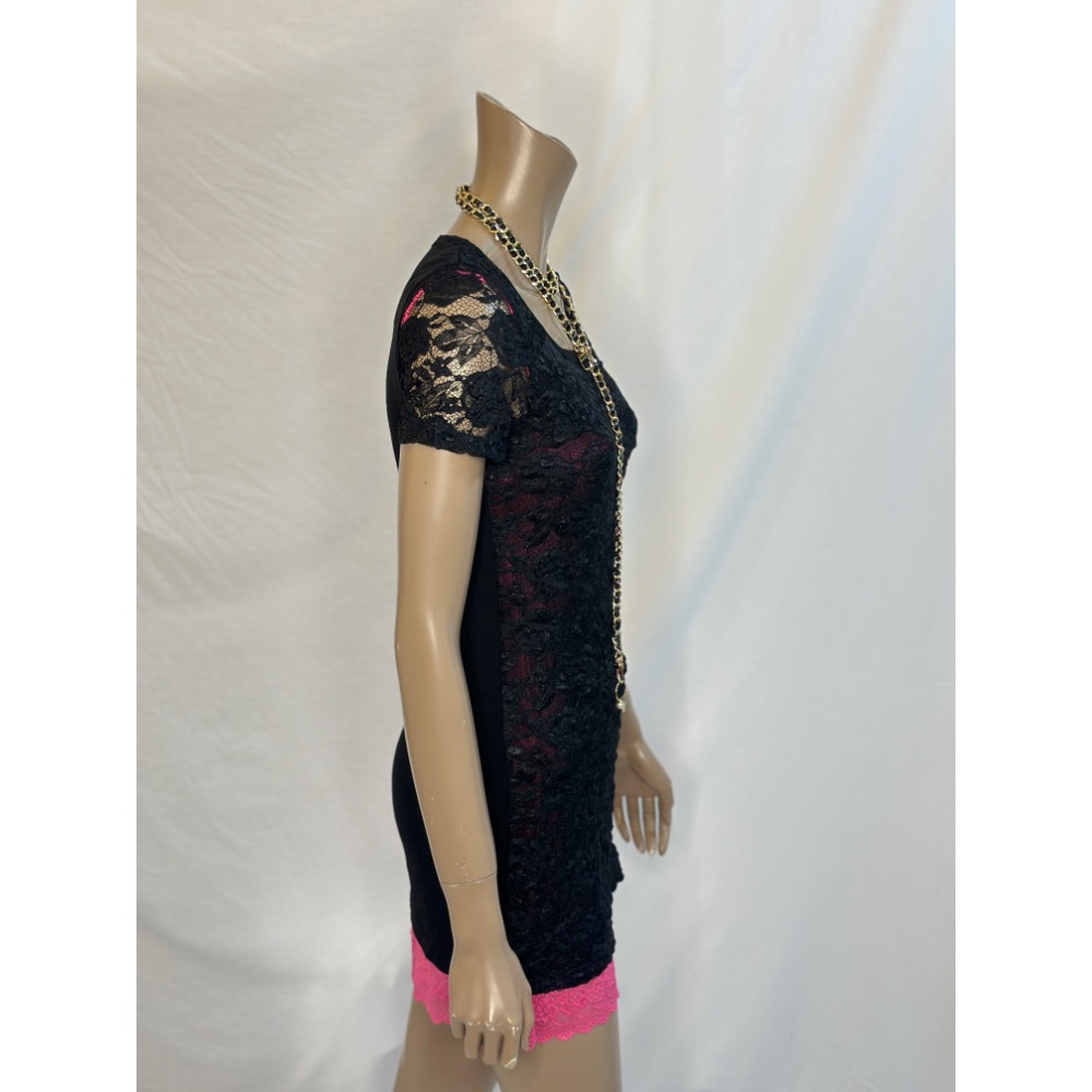 蕾絲拼接絲襪俏麗短䄂短洋裝S號M號乚號單 賣短䄂短洋裝-細節圖2