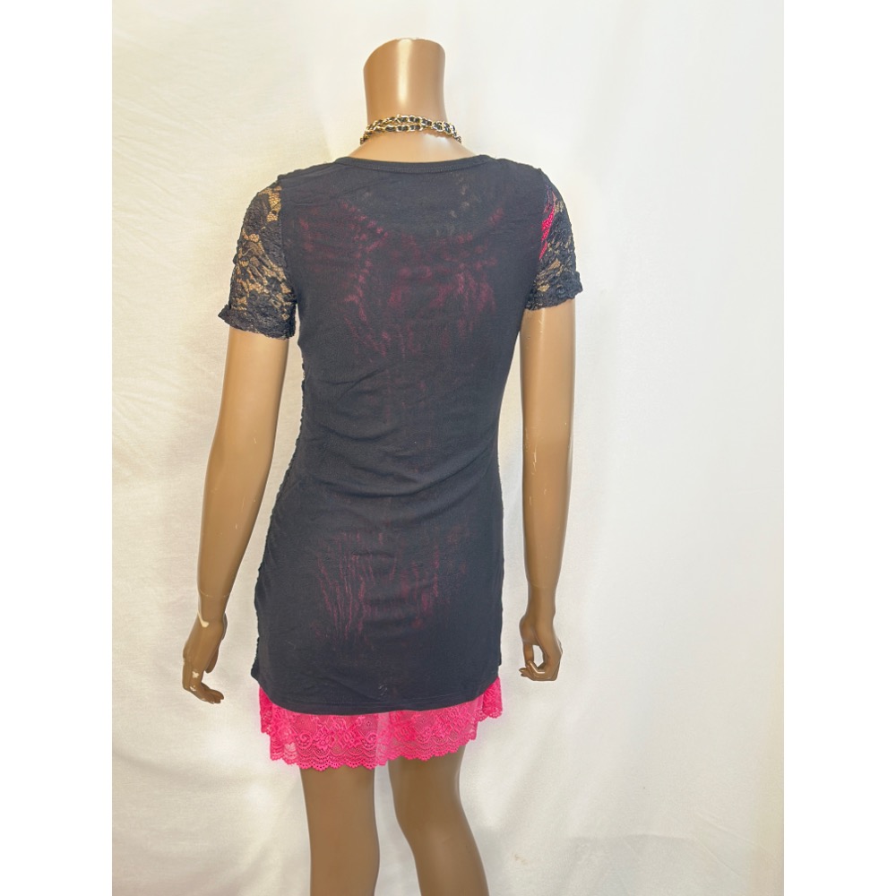 蕾絲拼接絲襪俏麗短䄂短洋裝S號M號乚號單 賣短䄂短洋裝-細節圖4