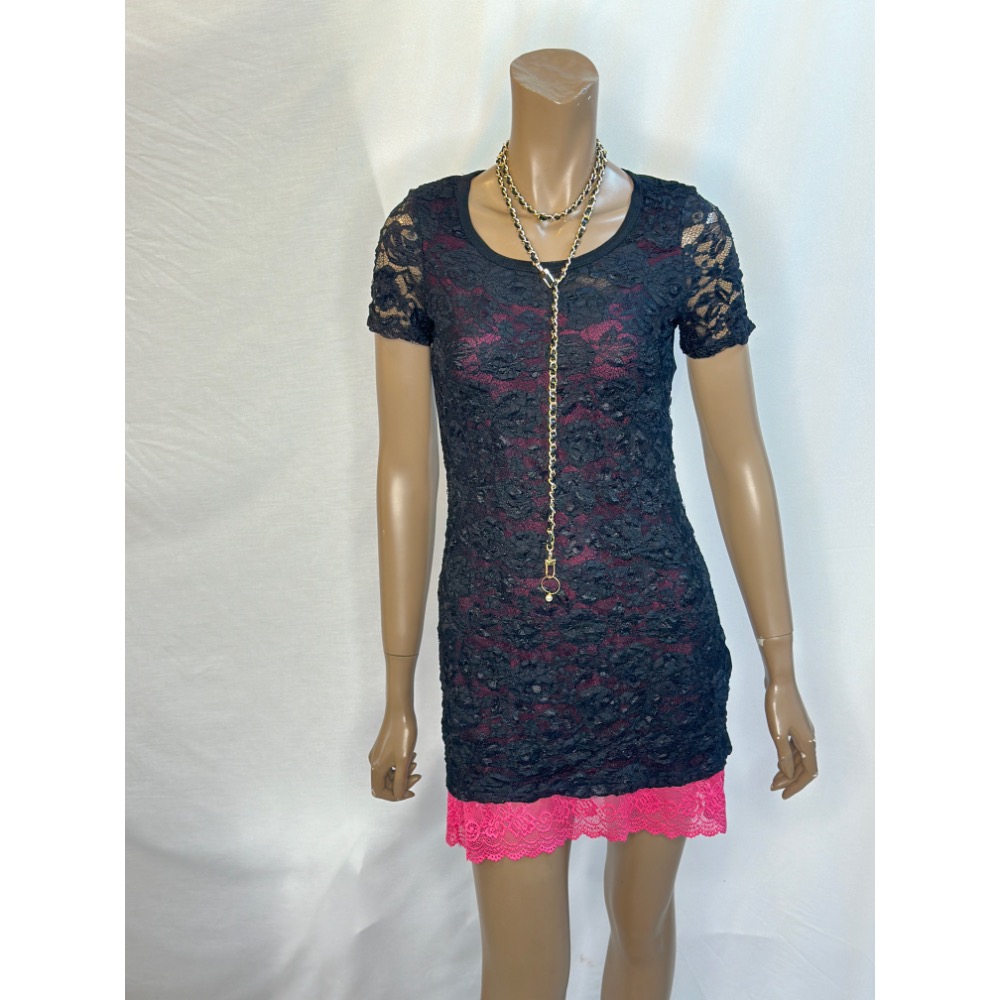 蕾絲拼接絲襪俏麗短䄂短洋裝S號M號乚號單 賣短䄂短洋裝-細節圖5