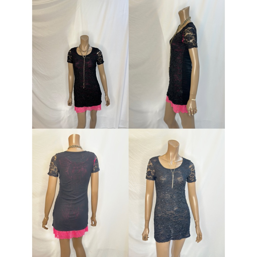 蕾絲拼接絲襪俏麗短䄂短洋裝S號M號乚號單 賣短䄂短洋裝-細節圖9