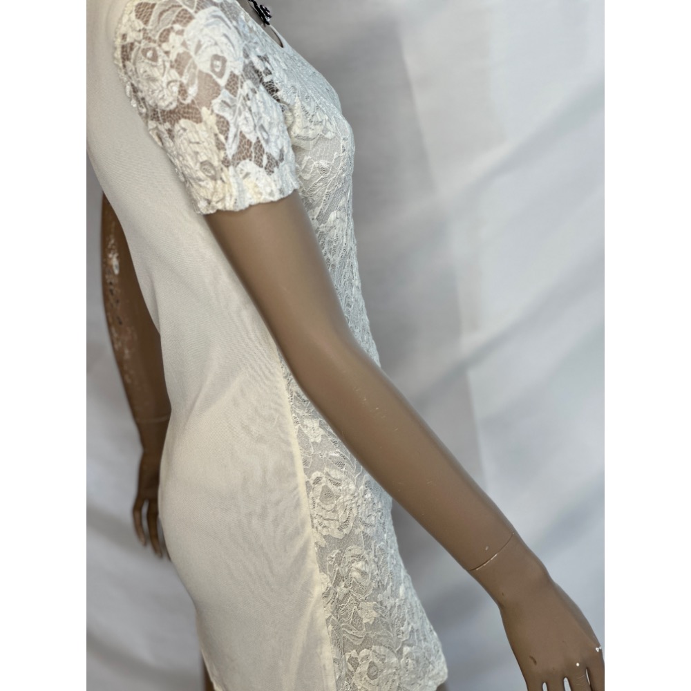 前面蕾絲後面拼接雙層絲襪䄂子拼接蕾絲 短䄂俏麗短洋-細節圖5