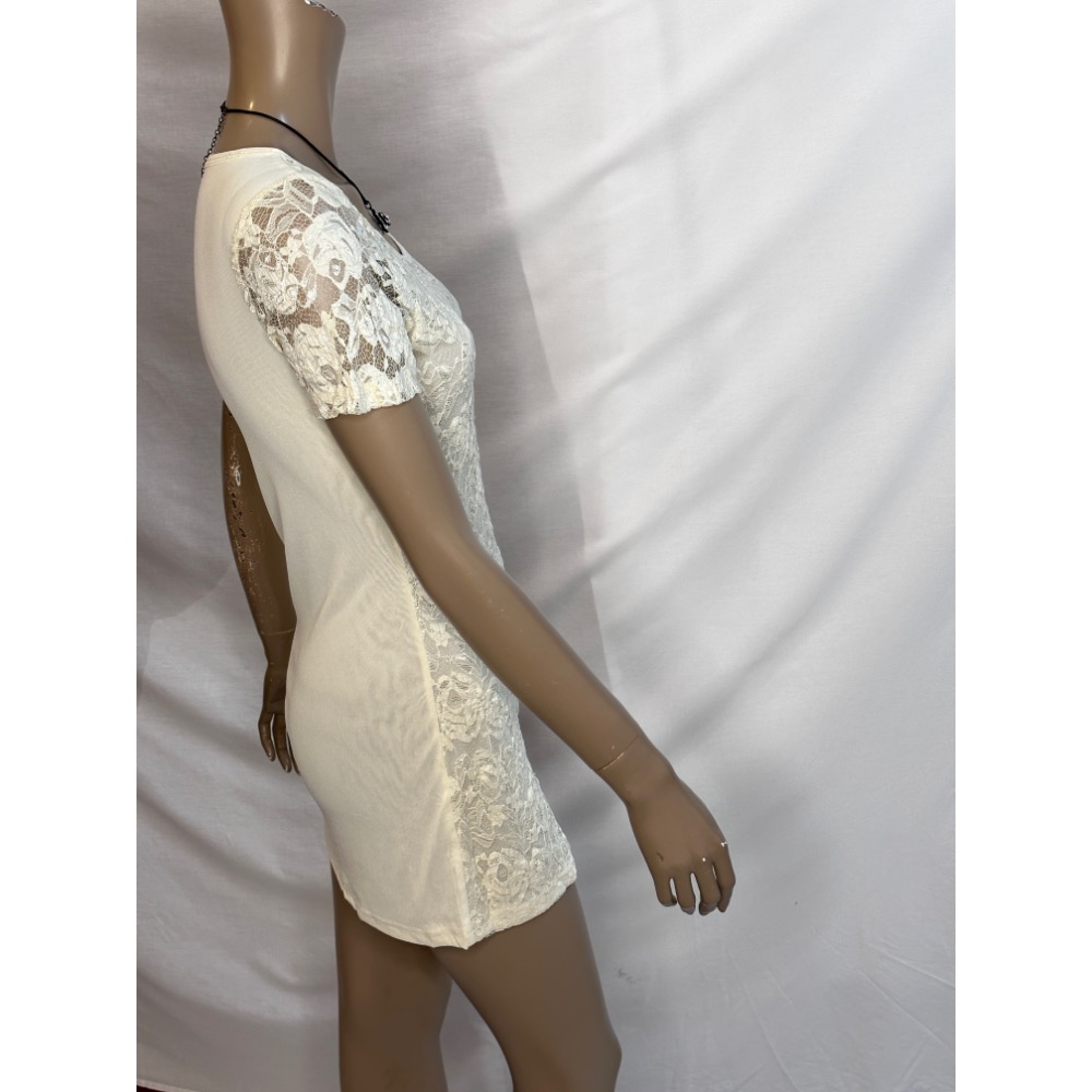 前面蕾絲後面拼接雙層絲襪䄂子拼接蕾絲 短䄂俏麗短洋-細節圖6