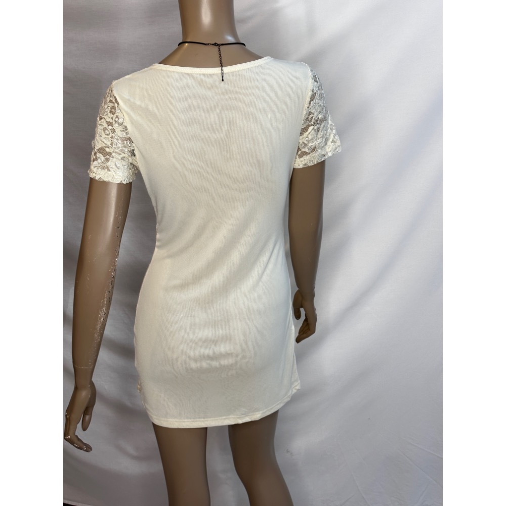 前面蕾絲後面拼接雙層絲襪䄂子拼接蕾絲 短䄂俏麗短洋-細節圖7