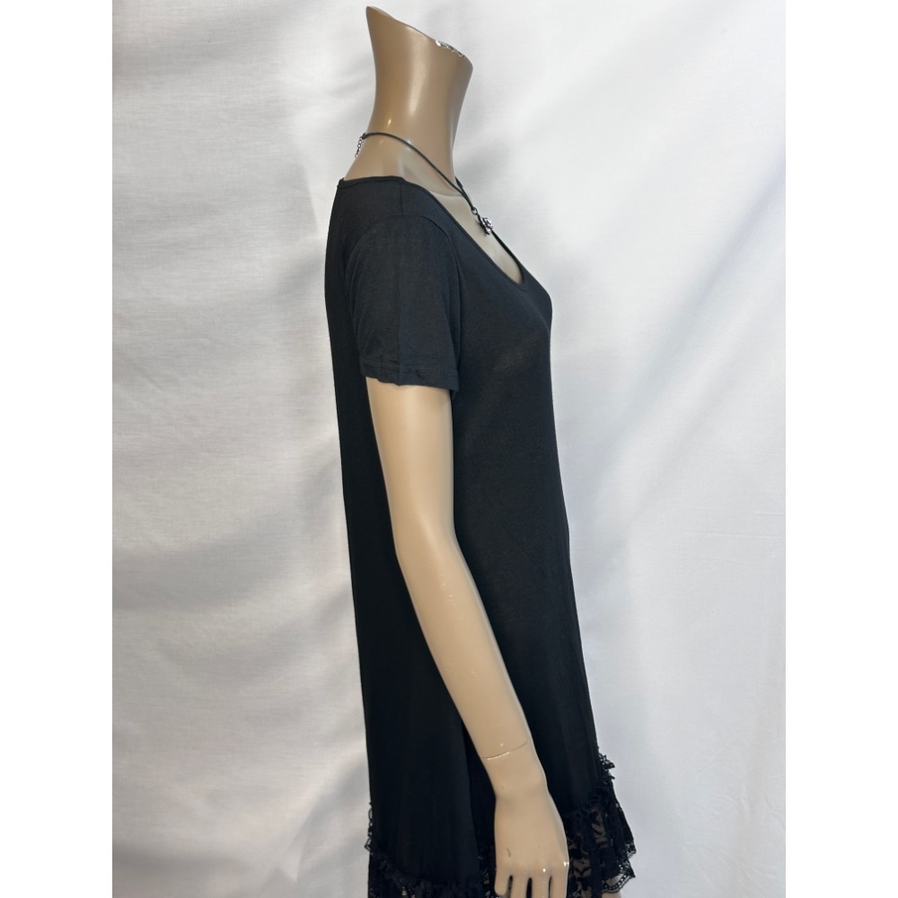 棉紗短袖內襯洋裝下擺拼接蕾絲-細節圖3