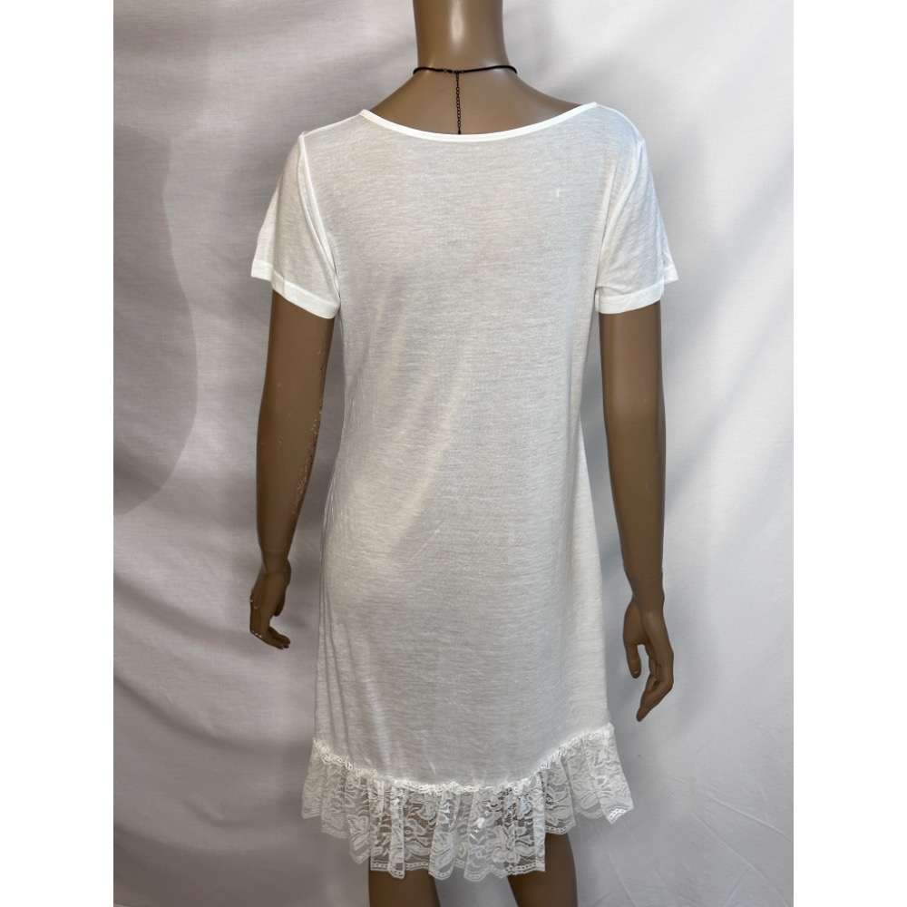 棉紗短袖內襯洋裝下擺拼接蕾絲-細節圖9