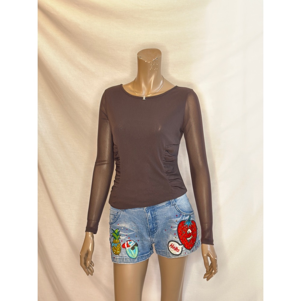 設計款專櫃款藍灰藍色腰身抓皺唯美浪漫 。絲襪衣-細節圖7