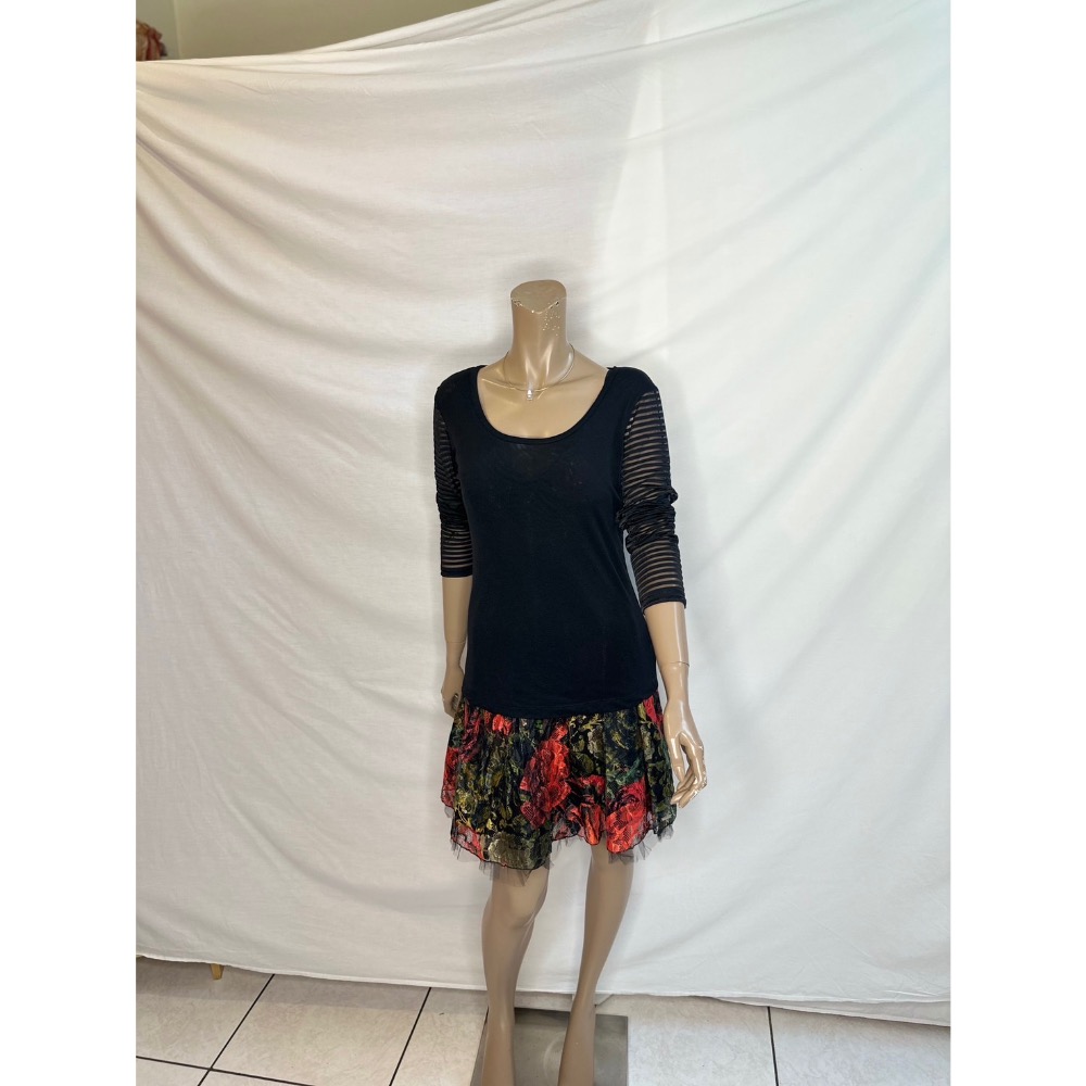 彈性修身袖子拼接透明條文身體素面絲襪上衣-細節圖9