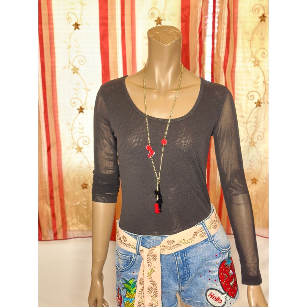 素面U領袖子單層其他都是雙層絲襪上衣非常修身顯瘦這裡是短袖-細節圖3