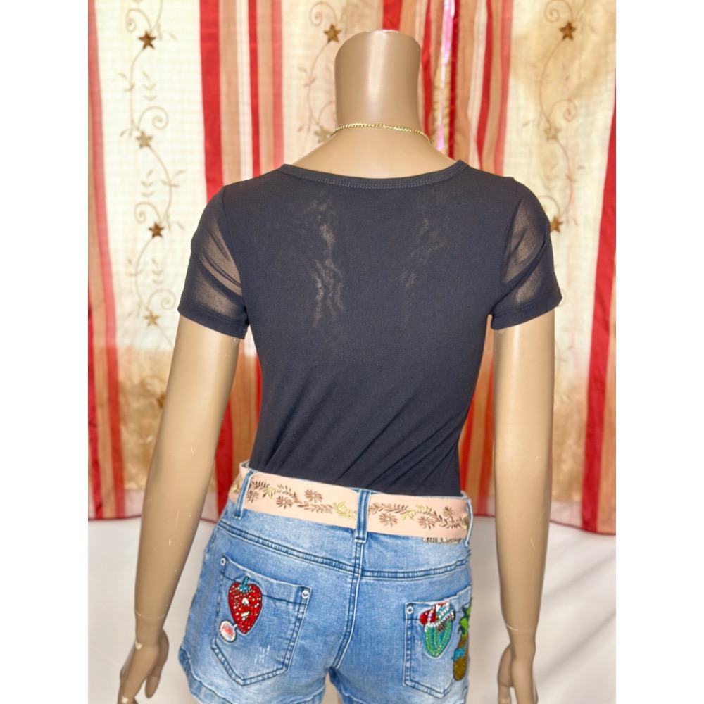 素面U領袖子單層其他都是雙層絲襪上衣非常修身顯瘦這裡是短袖-細節圖6