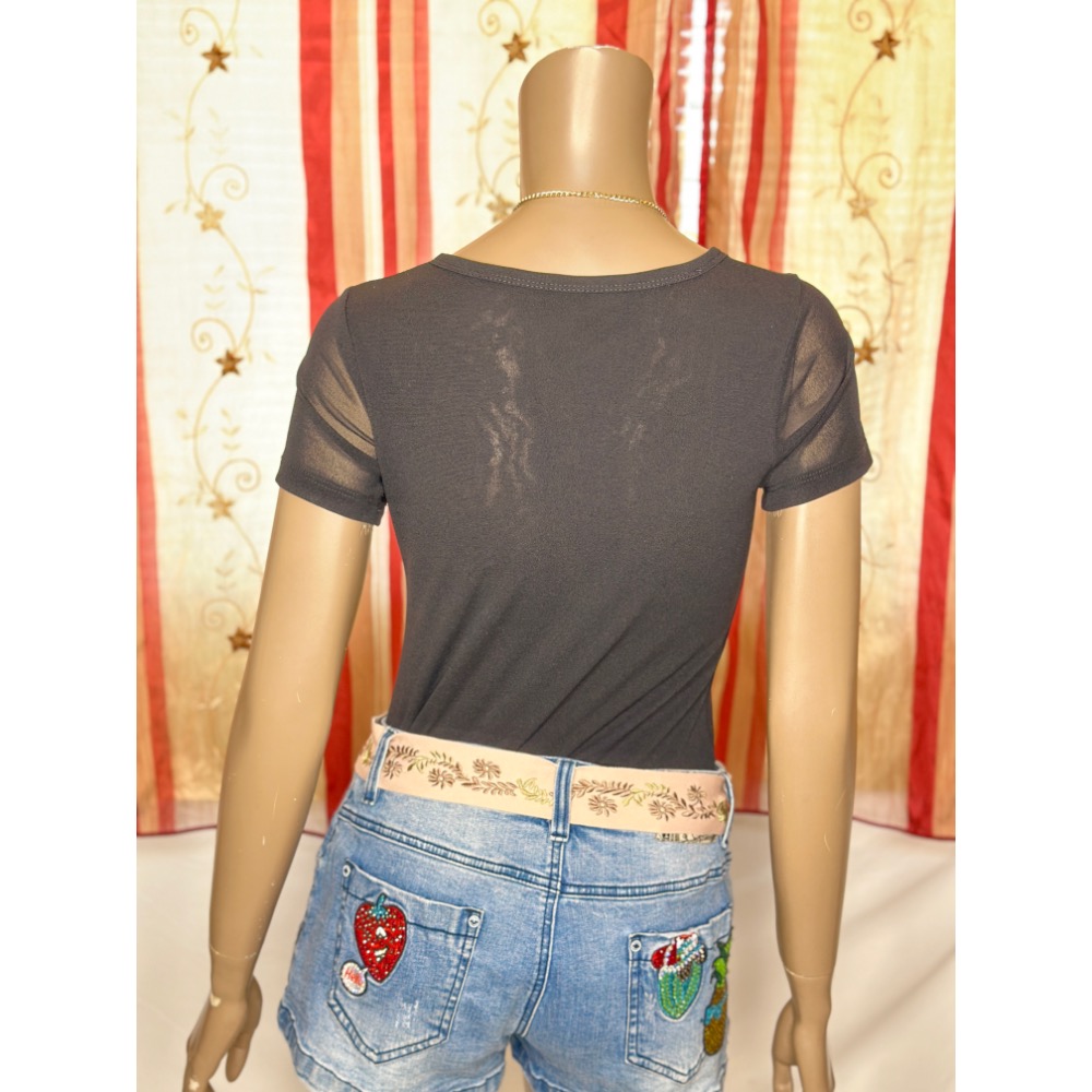 素面U領袖子單層其他都是雙層絲襪上衣非常修身顯瘦這裡是短袖-細節圖7