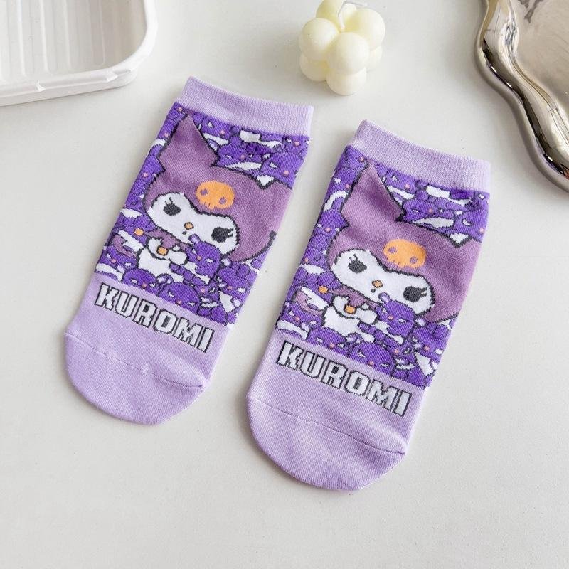 台灣現貨+預購♥女生成人短襪庫洛米精製印花襪子春秋款襪子少女棉襪卡通透氣吸汗襪子-細節圖6